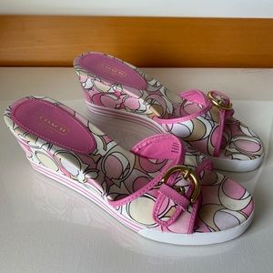 COACH “Perry” monogram wedge sandal